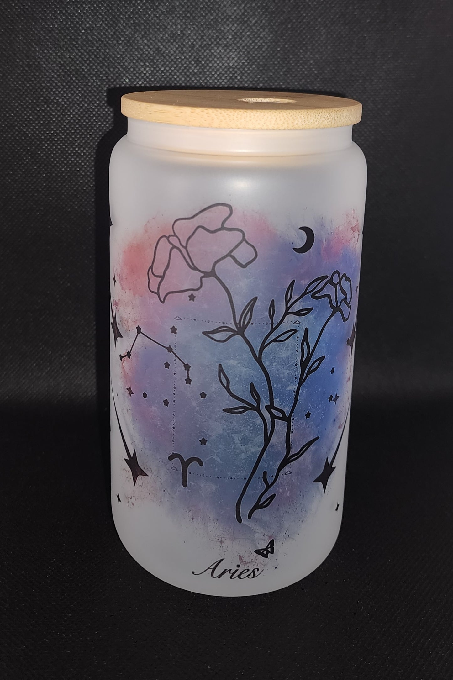 Zodiac Glass Cup 16oz (Frosted)