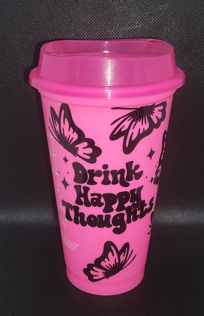 Butterfly "Drink Happy Thoughts" 16oz cup