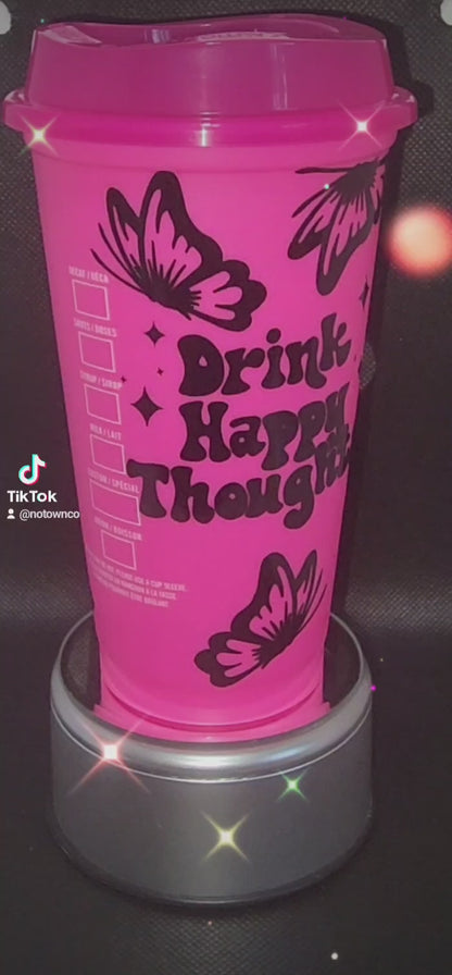 Butterfly "Drink Happy Thoughts" 16oz cup